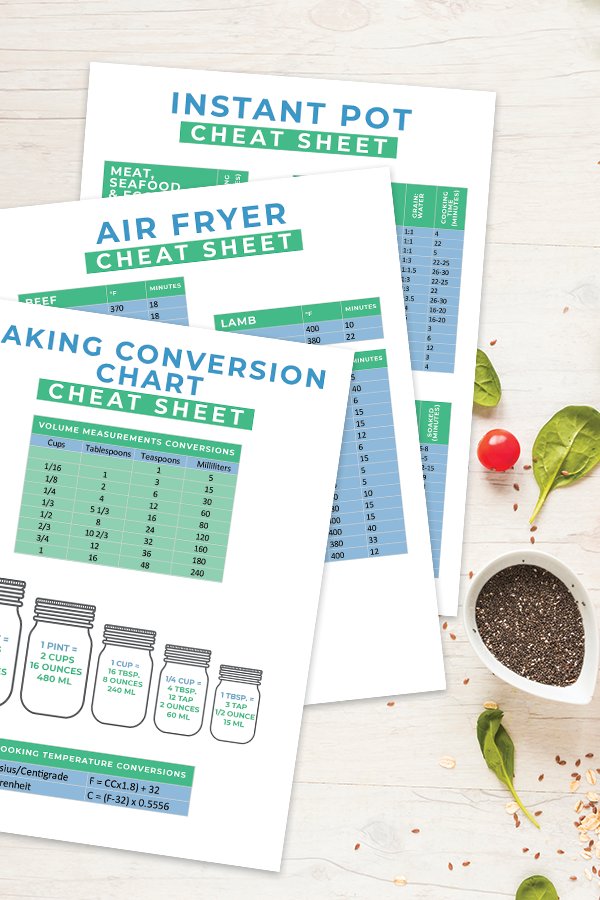HIDDEN OFFER! Kitchen Cheat Sheets Set - Instant Pot, Air Fryer and Baking Conversions
